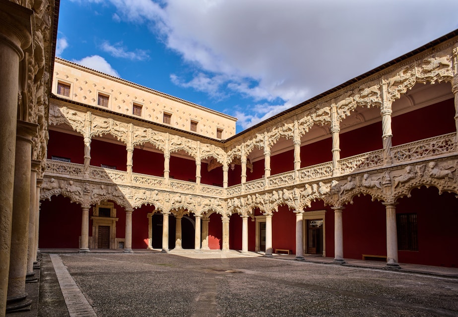 The Courtyard of the Lions in the Palace of El Infantado, Castilla la Mancha, Guadalajara, Spain.