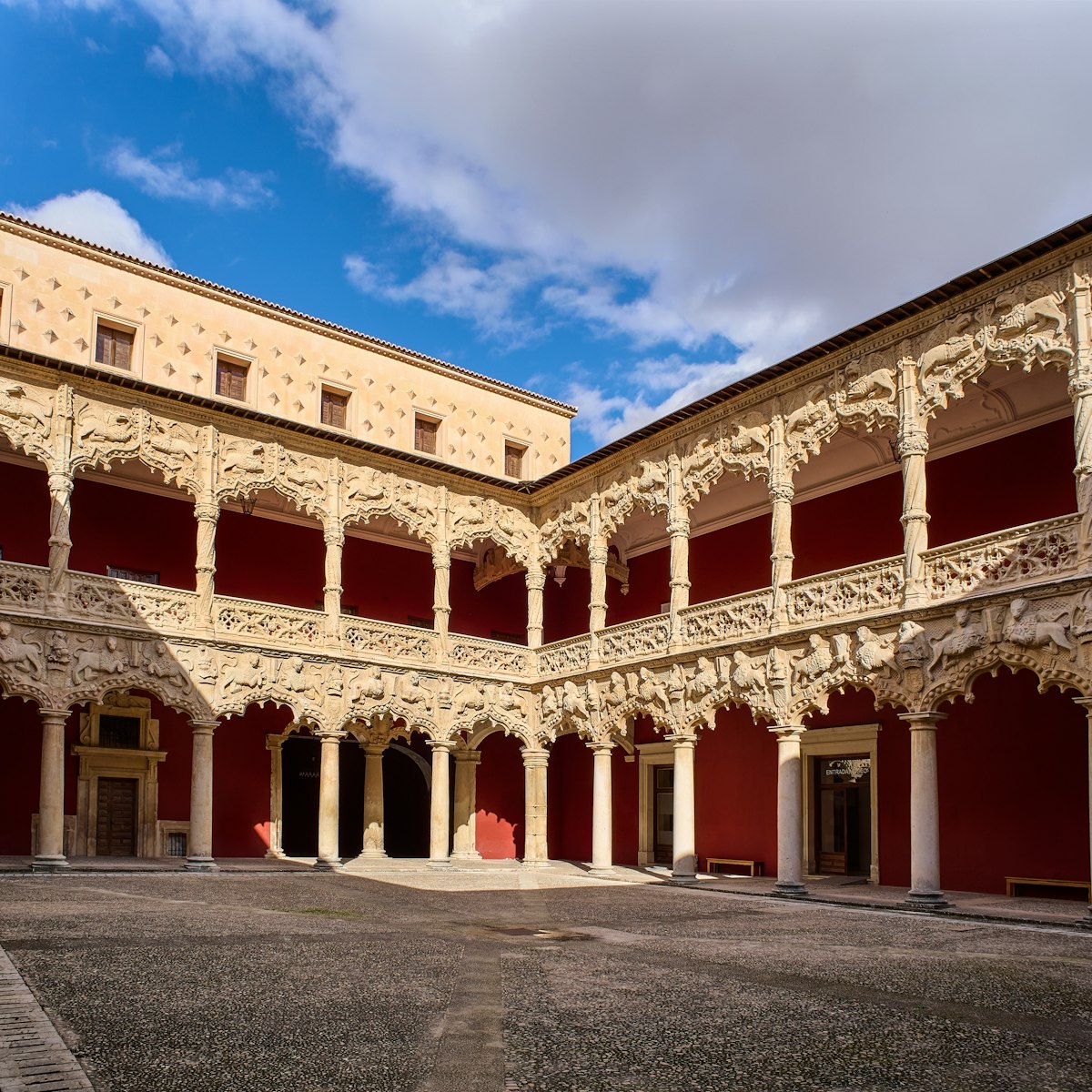 The Courtyard of the Lions in the Palace of El Infantado, Castilla la Mancha, Guadalajara, Spain.