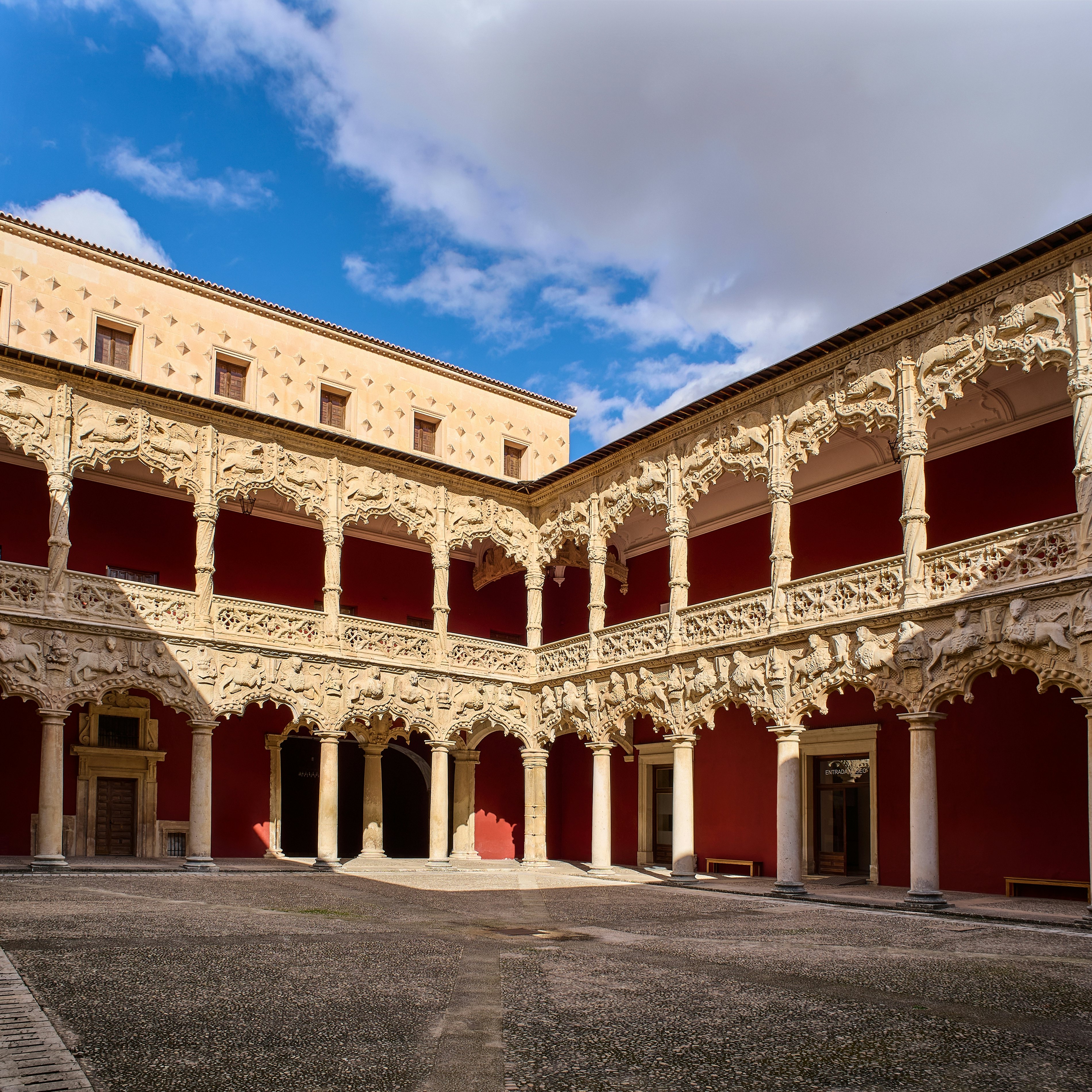 The Courtyard of the Lions in the Palace of El Infantado, Castilla la Mancha, Guadalajara, Spain.