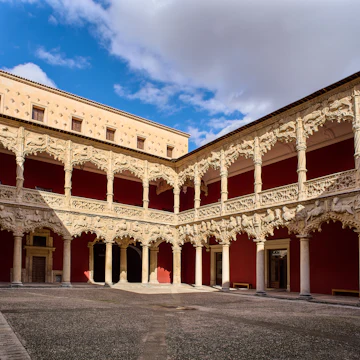 The Courtyard of the Lions in the Palace of El Infantado, Castilla la Mancha, Guadalajara, Spain.