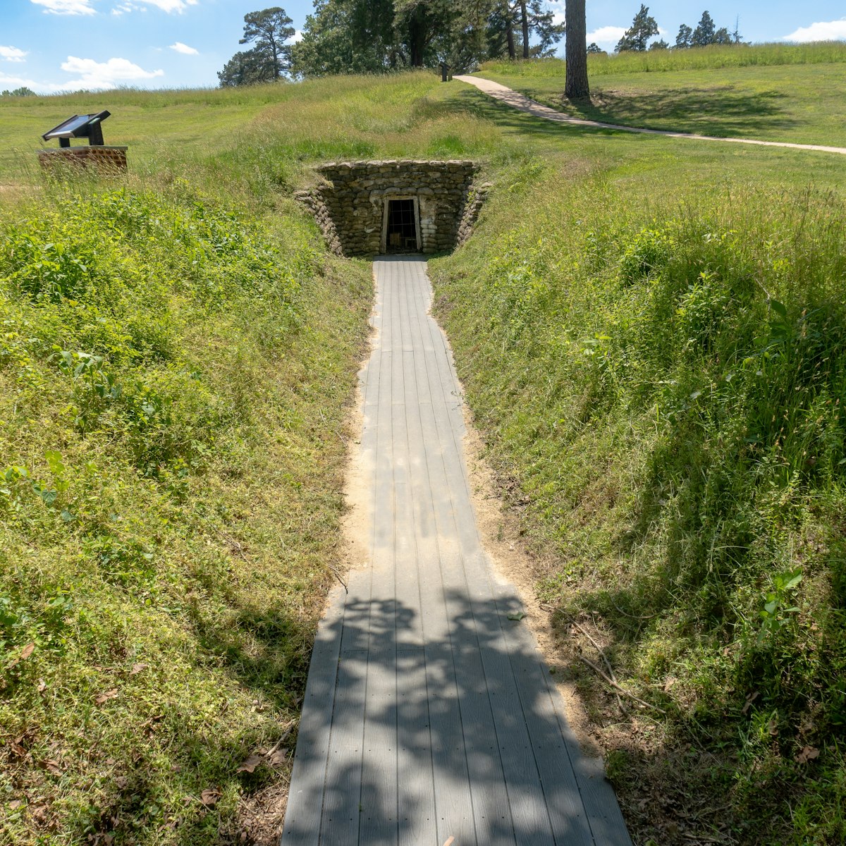 A recreated mine entrance at Petersburg National Battlefield.