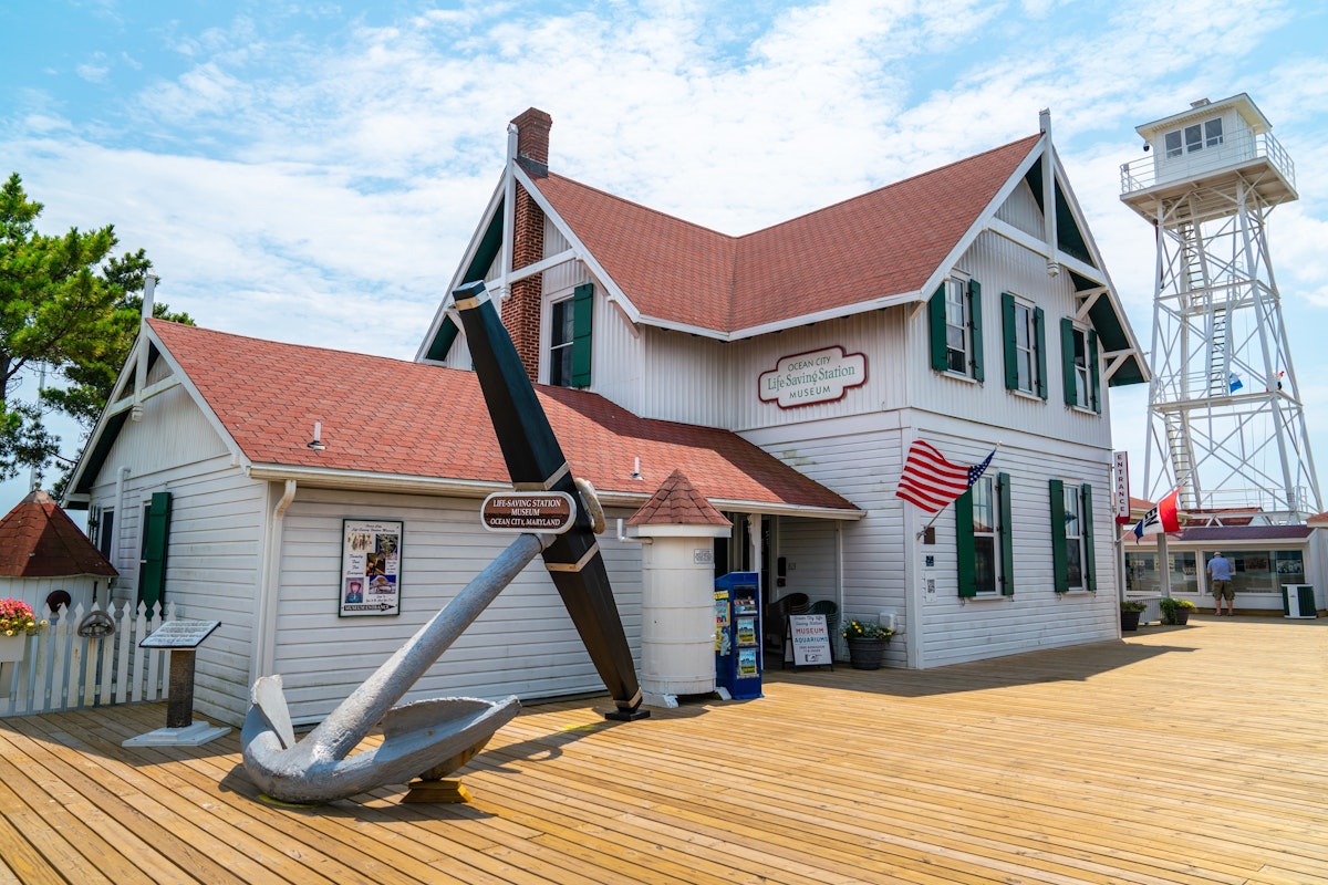 Life Saving Station Museum on the boardwalk in Ocean City, Maryland.