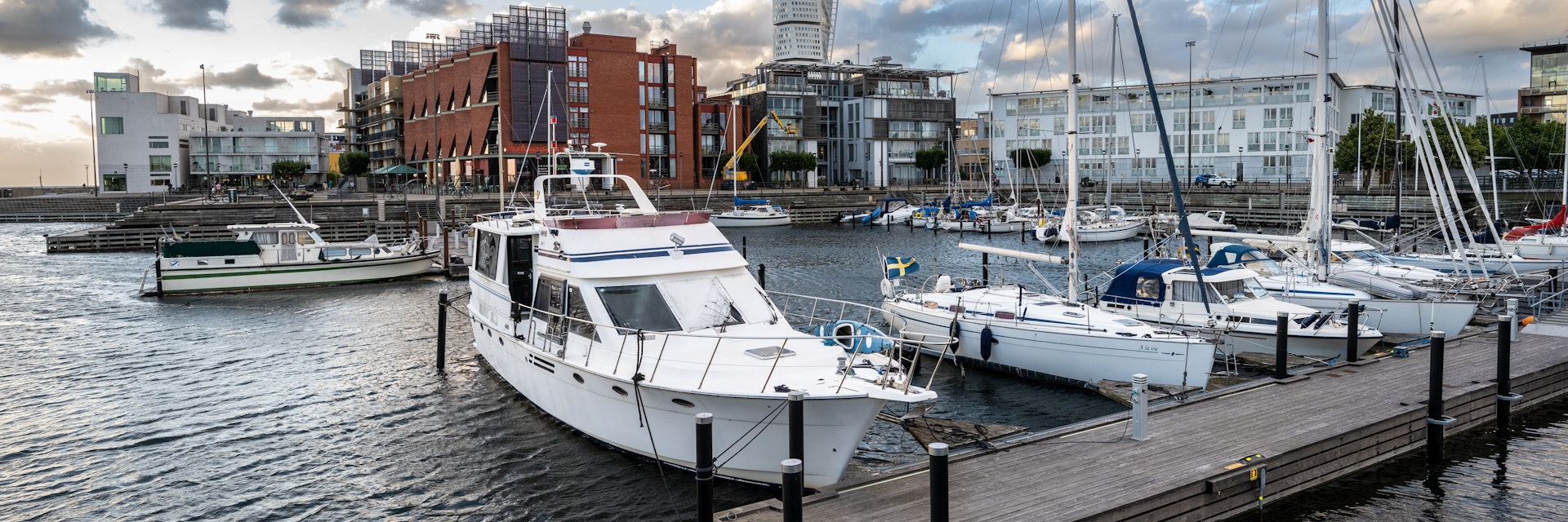 Marina at Västra Hamnen with Turning Torso in the background.