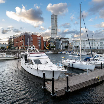 Marina at Västra Hamnen with Turning Torso in the background.