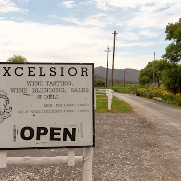 Sign board outside Excelsior winery.