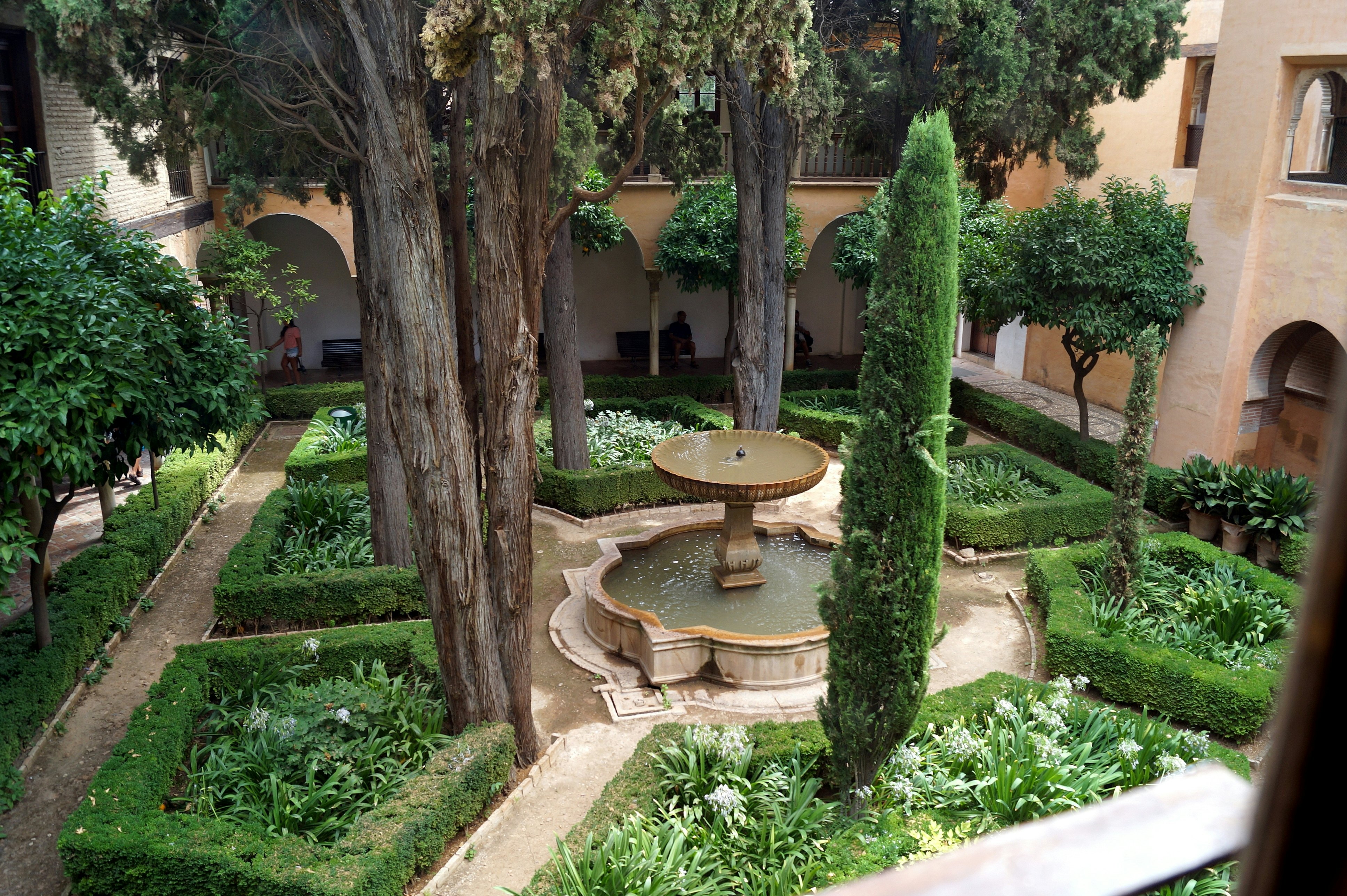 Patio de Lindaraja, 16th-century courtyard adjacent to the Palace of the Lions, in Alhambra, Granada, Spain.