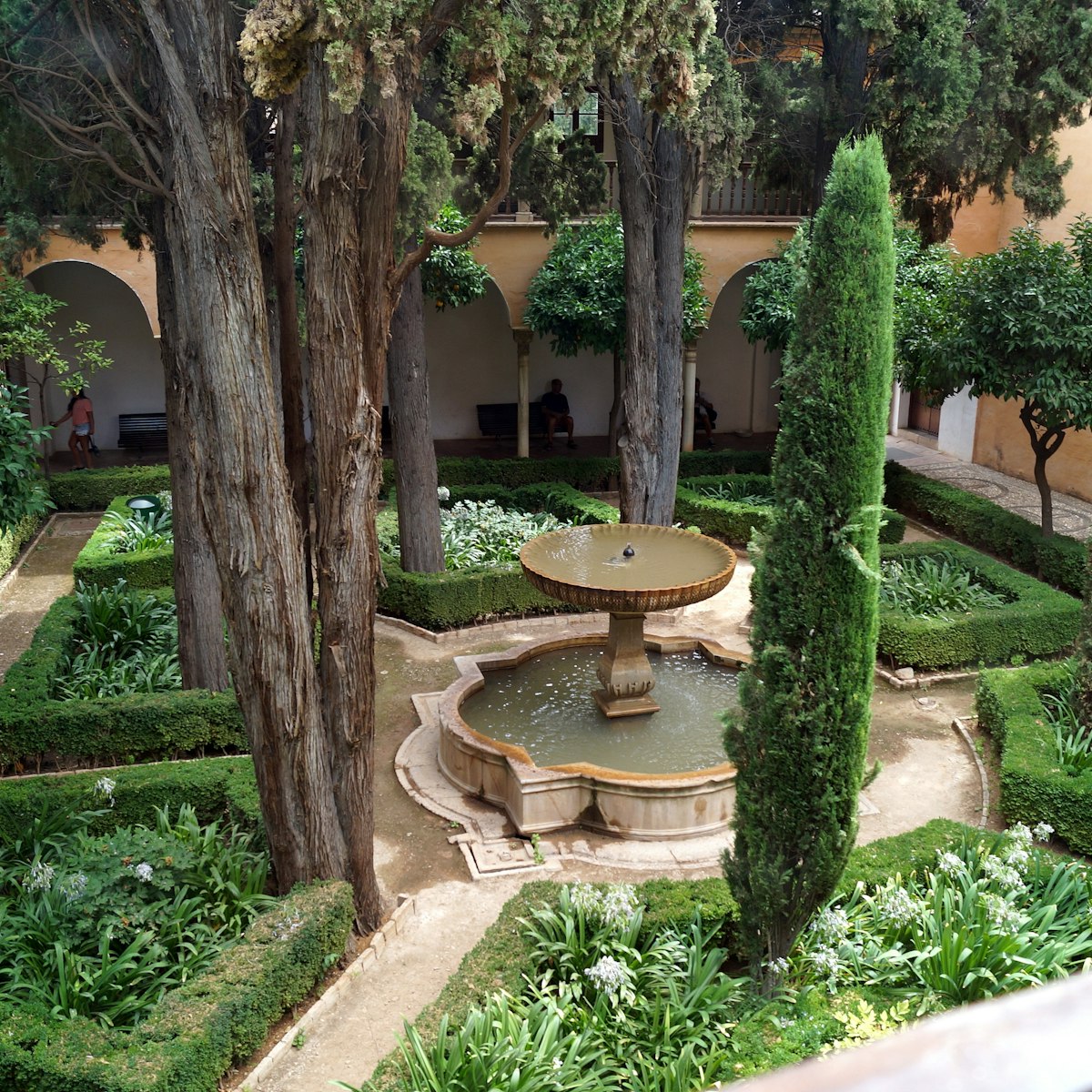 Patio de Lindaraja, 16th-century courtyard adjacent to the Palace of the Lions, in Alhambra, Granada, Spain.