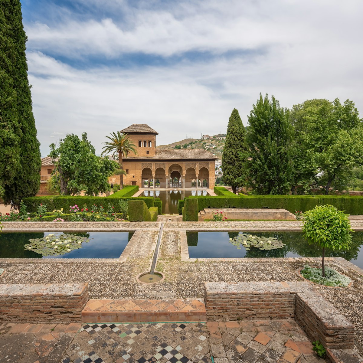 Partal Palace and Gardens at El Partal area of Alhambra, Granada, Andalusia, Spain.