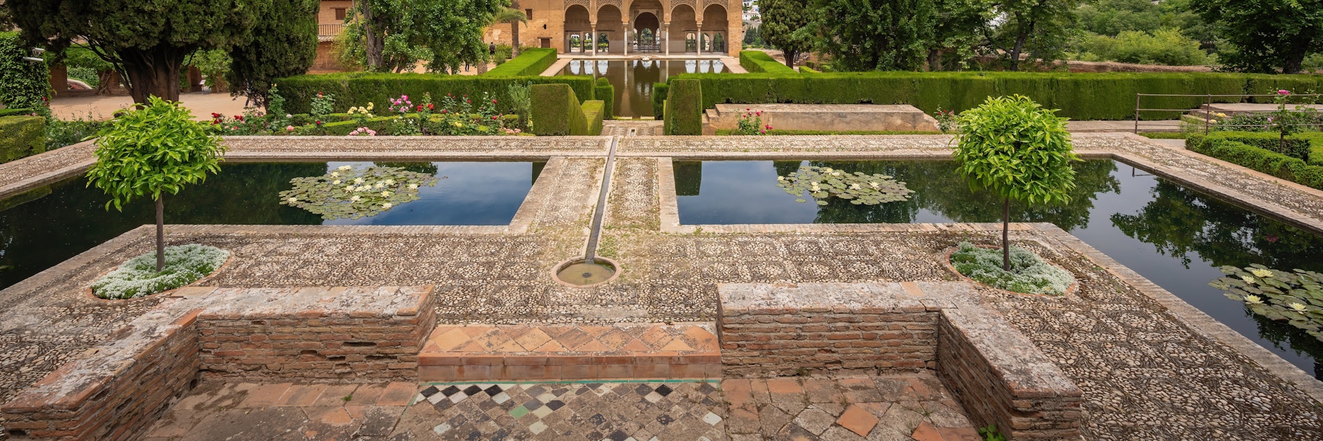 Partal Palace and Gardens at El Partal area of Alhambra, Granada, Andalusia, Spain.