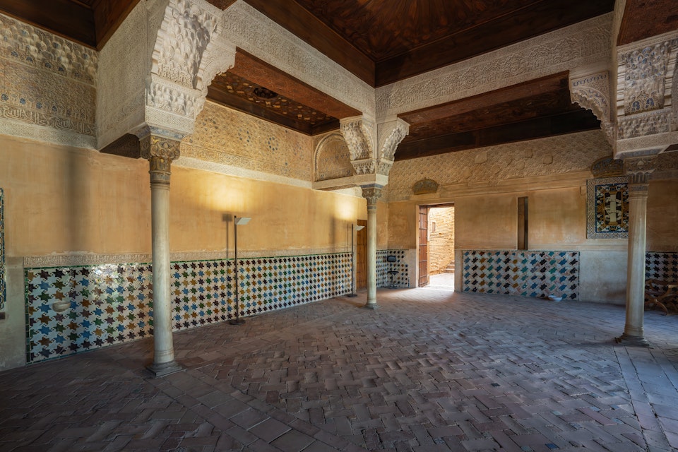 Council Hall (Sala del Mexuar) at Nasrid Palaces of Alhambra, Granada, Spain.