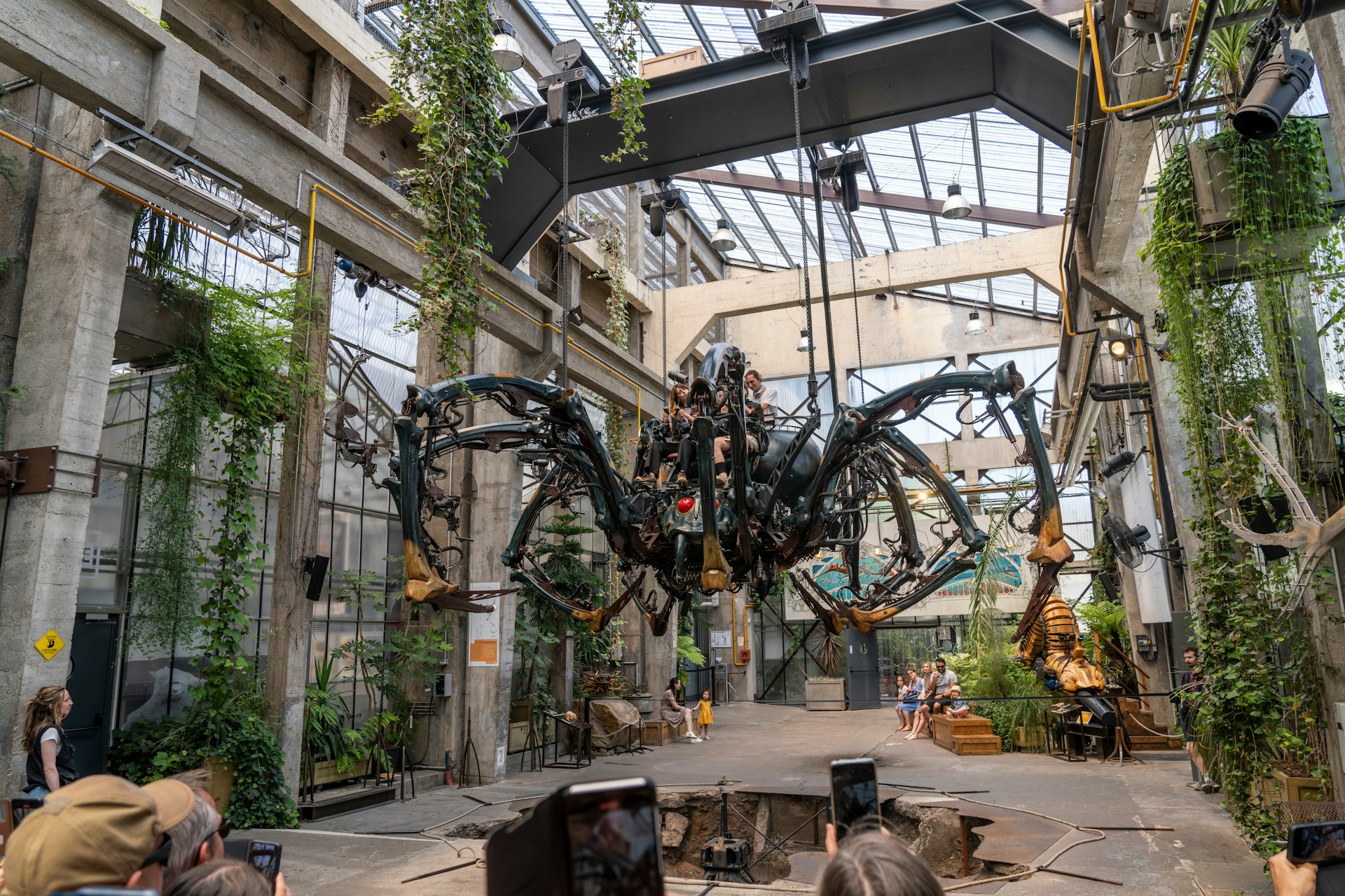 Giant spider in the steampunk style Machine Gallery of the Machines of the Isle of Nantes is house