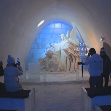 Snow Chapel at LumiLinna Snow Castle in Kemi, Finland.