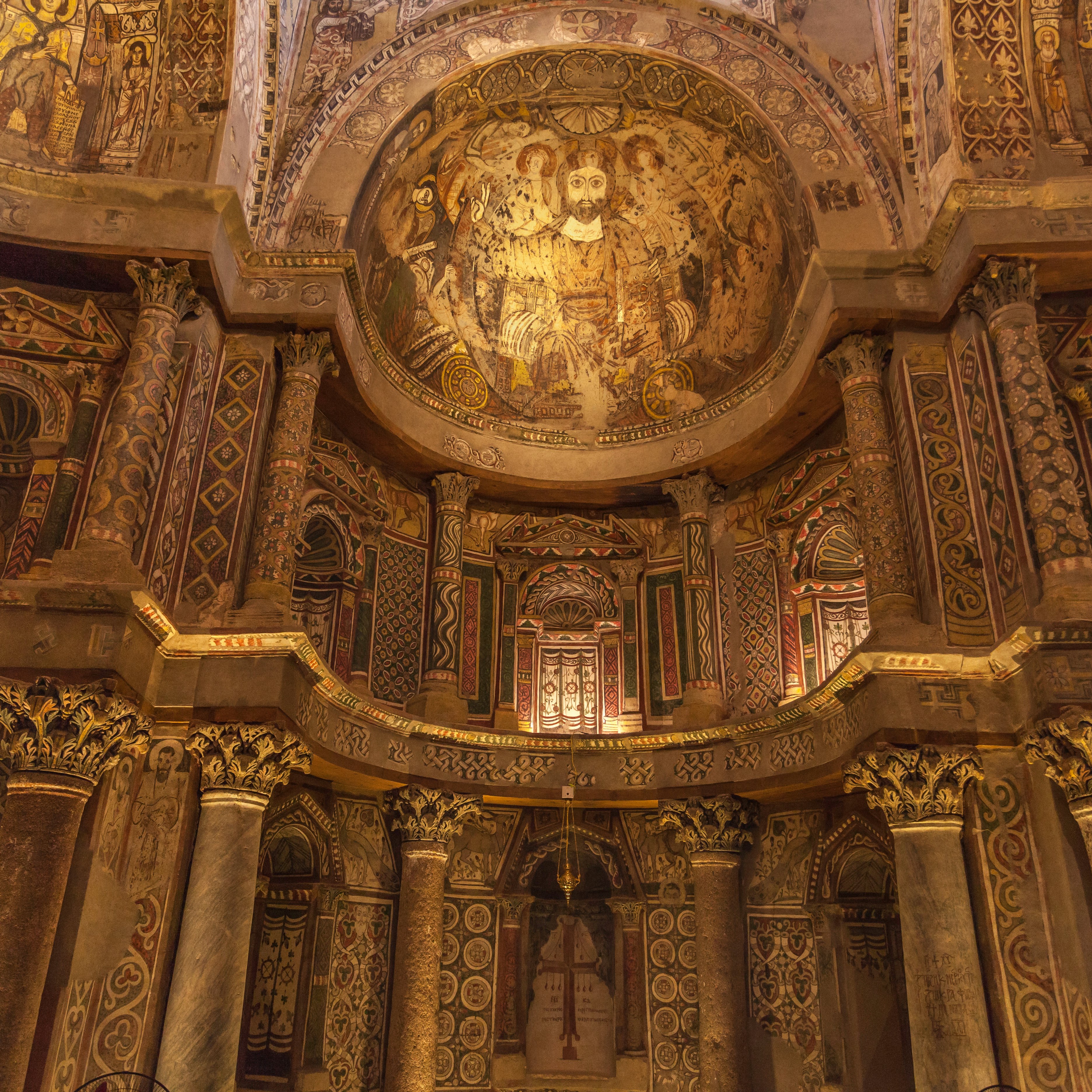 Paintings in the triconch sanctuary of the church in the Red Monastery at Sohag, Egypt.