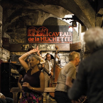 Swing dancers and band, Caveau de la Huchette, Latin Quarter.