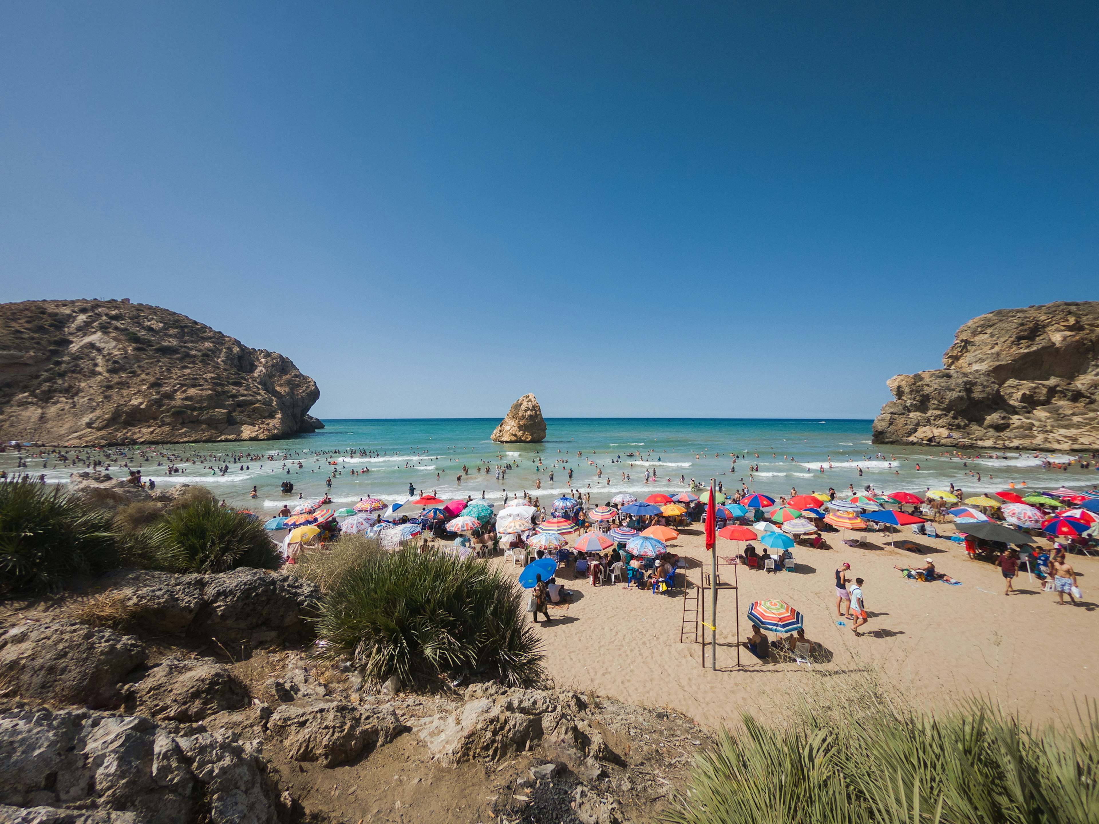 Sunbathers at a beach Marsah Ben M'hidi, Algeria