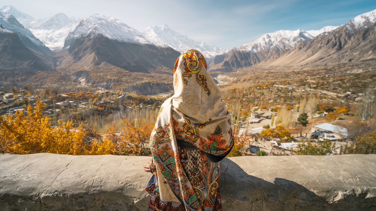A woman wearing traditional dress sitting on wall and looking at Hunza valley in autumn season, Gilgit Baltistan in Pakistan, Asia
1217081362
alpine, karakoram, attraction, beautiful, cloud, destination, detail, high, human, landscape, local, mount, muslim, outdoor, peak, range, relax, rock, scenic, slope, stone, summit, terrain, texture, top, traditional, traveller, trip, view, woman