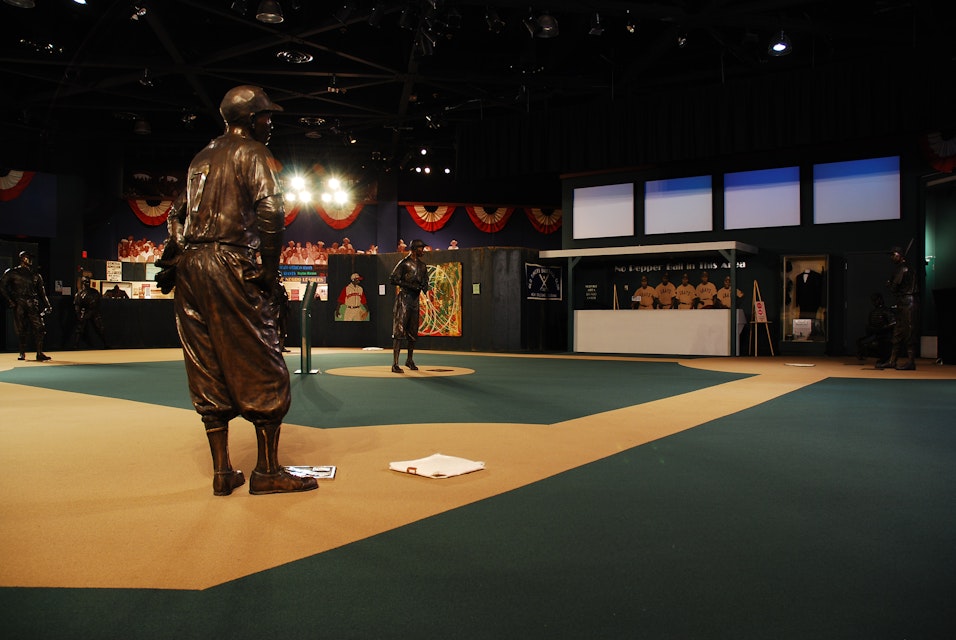 1488699024
Kansas City, MO, USA November 3 Bronze sculptures stand in their positions, honoring the baseball greats of the pre-Jackie Robinson days at the Negro Leagues Museum in Kansas City, Missouri