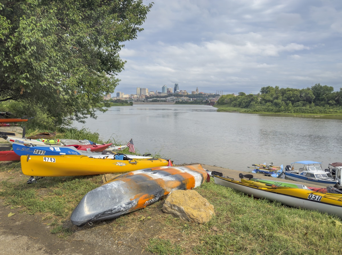 Kansas City, KS - July 31, 2023: Kayak and canoes at Kaw Point Park, confluence of the Missouri and Kansas Rivers, with a cityscape of Kansas City, MO.
1614618021
afternoon, boating, confluence, editorial, illustrative, kansas city, kansas river, kaw point, kaw river, landscape, park, shore, trip, vacation