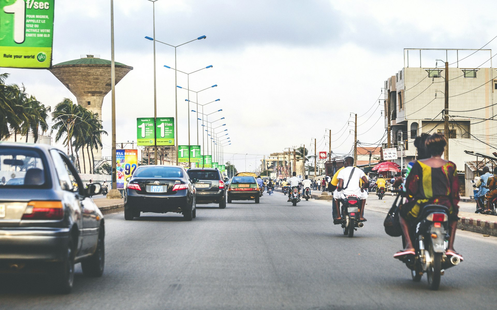 Busy traffic in the streets of Cotonou, Benin.