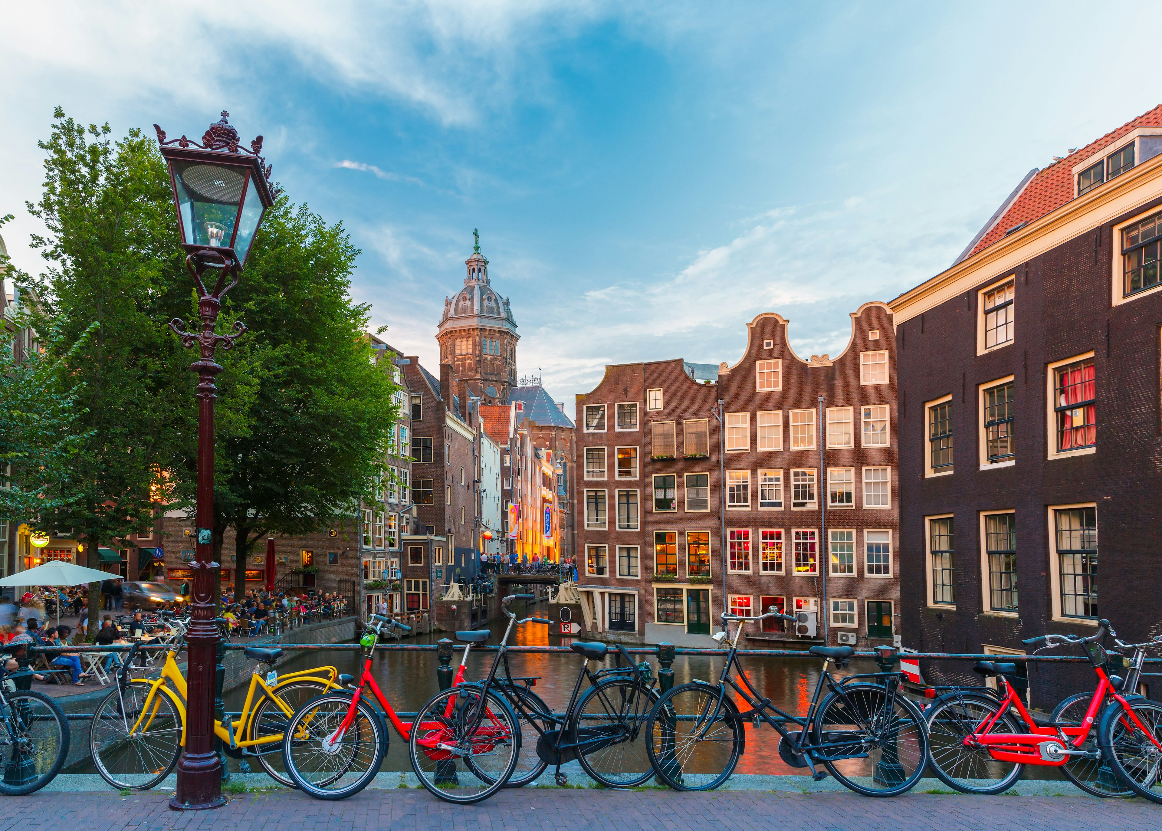 Night city view of Amsterdam