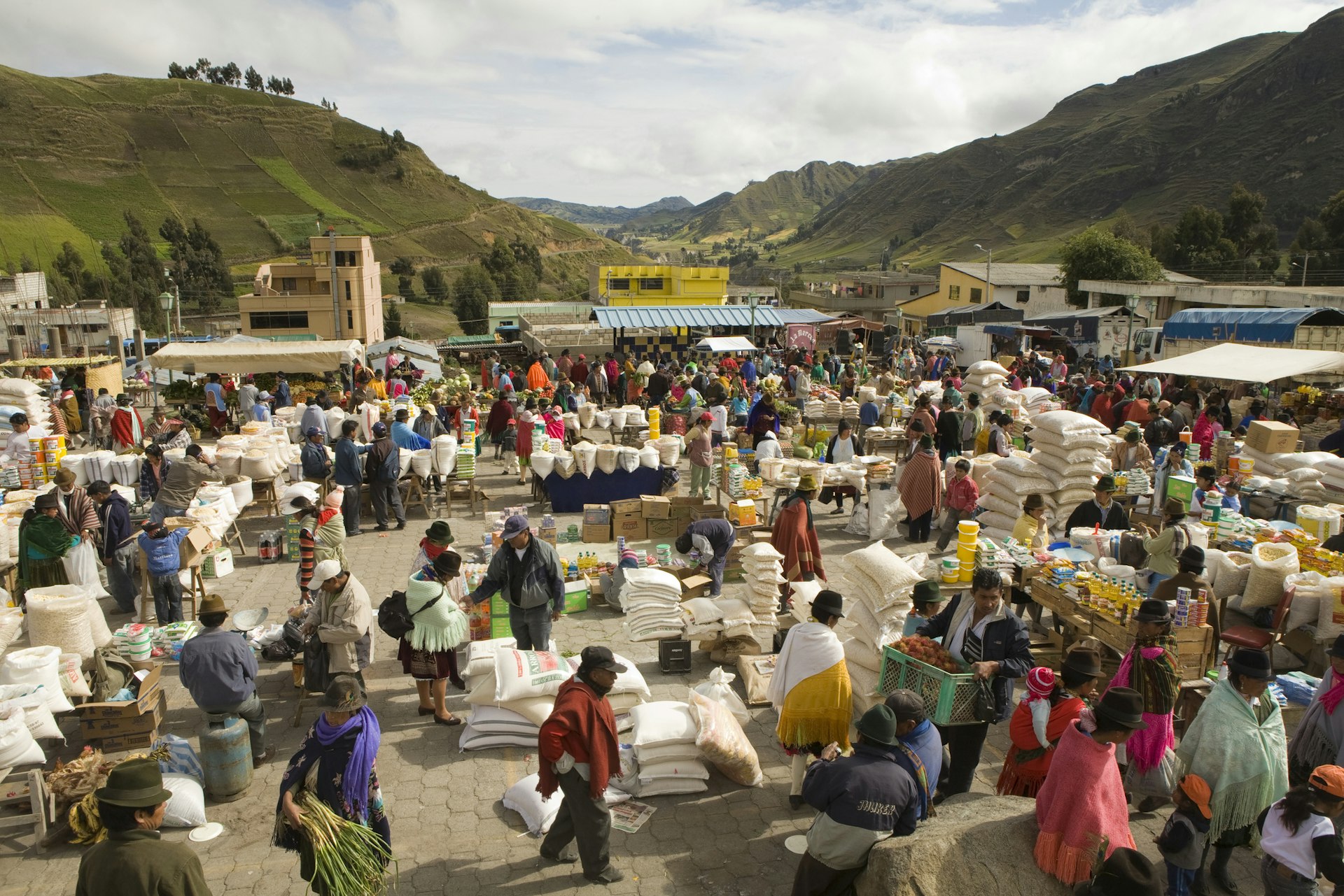 Weekly market at Zambagua, Ecuador, which draws indigenous people from surrounding villages.