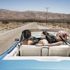 629331193
African American, Hispanic, Mixed Race Person, Mid Adult, 30-34 Years, Young Adult, 20-24 Years, Female, Women, Young Women, Mid Adult Women, Direction, The Way Forward, Enjoyment, Fun, Freetime, Real People, Time, Future, Wellbeing, Blue, Curly Hair, Long Hair, Small Group Of People, Three People, USA, Diminishing Perspective, Horizontal, Colour Image, Photography, Camera Focus, Selective Focus, Black Hair, Motor Vehicle, Car, Convertible, Sports Car, Outdoors, Day, Beauty, Beautiful, Human Relationships, Leisure, Travel, Road Trip, Weekend Activities, Beautiful People, Latina, Generation Y, Millennials, friendship, hanging out, freedom, leisure, personal expression, youth, spontaneity, open road, pale blue, convertible, Americana