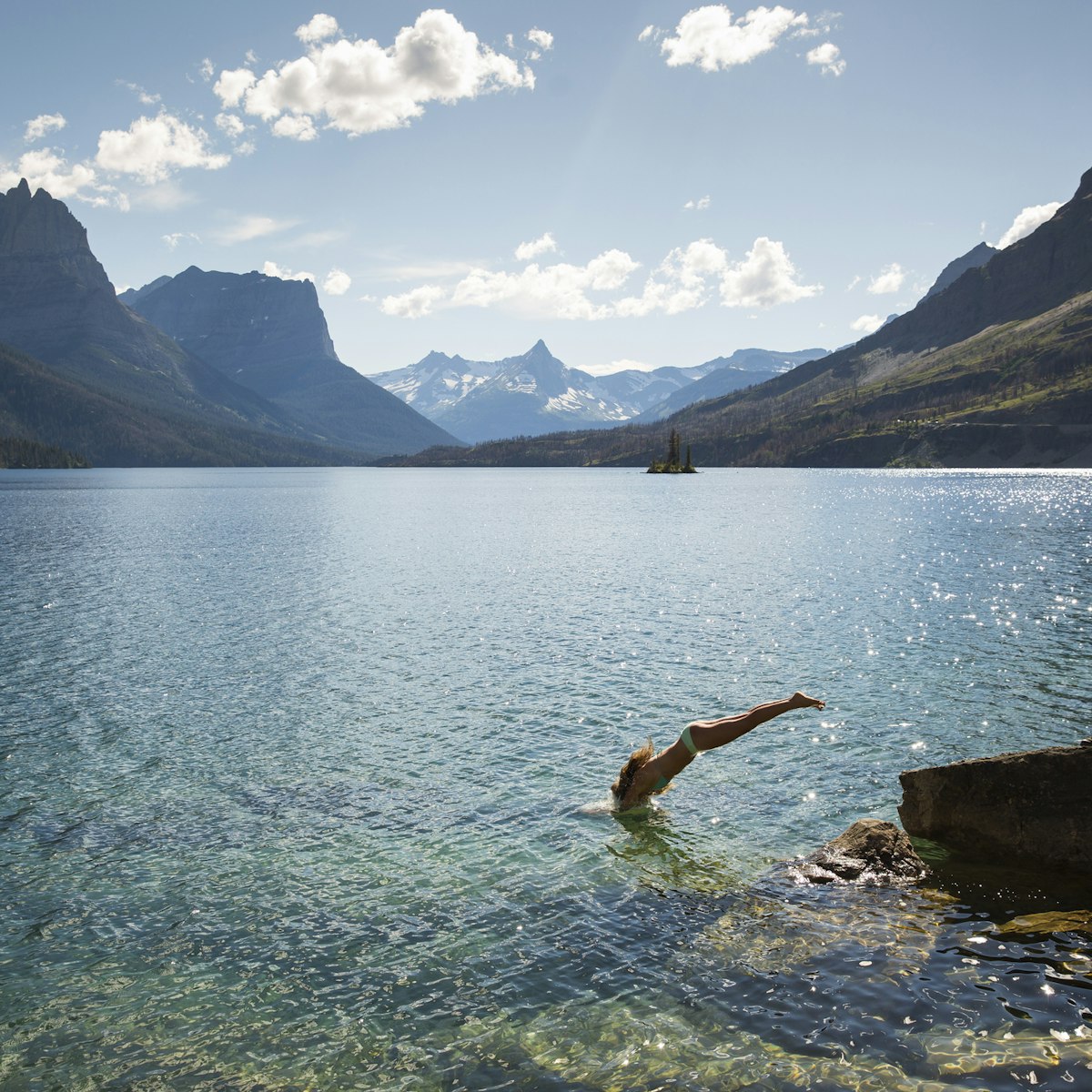 675834161
clear, glacier national park, mountains, summer, swimming