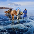 Mongolia, Khovsgol province, horse sled on the frozen lake of Khovsgol in winter
683712525
frozen, horse, lake, sled, winter
A man with a horse sled standing on the frozen lake of Khovsgol in winter