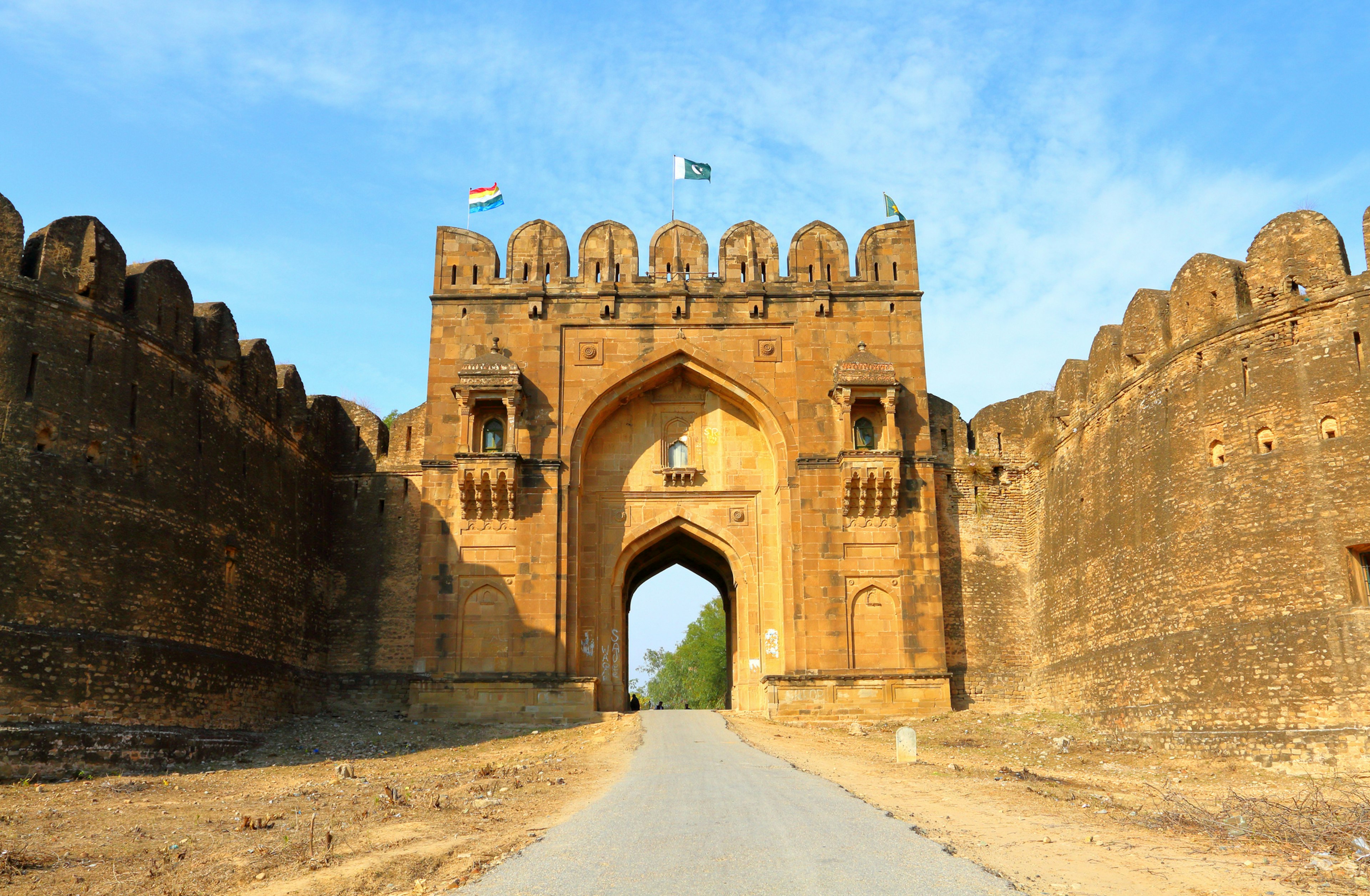 A large gateway and guard tower of a 16th century fortress