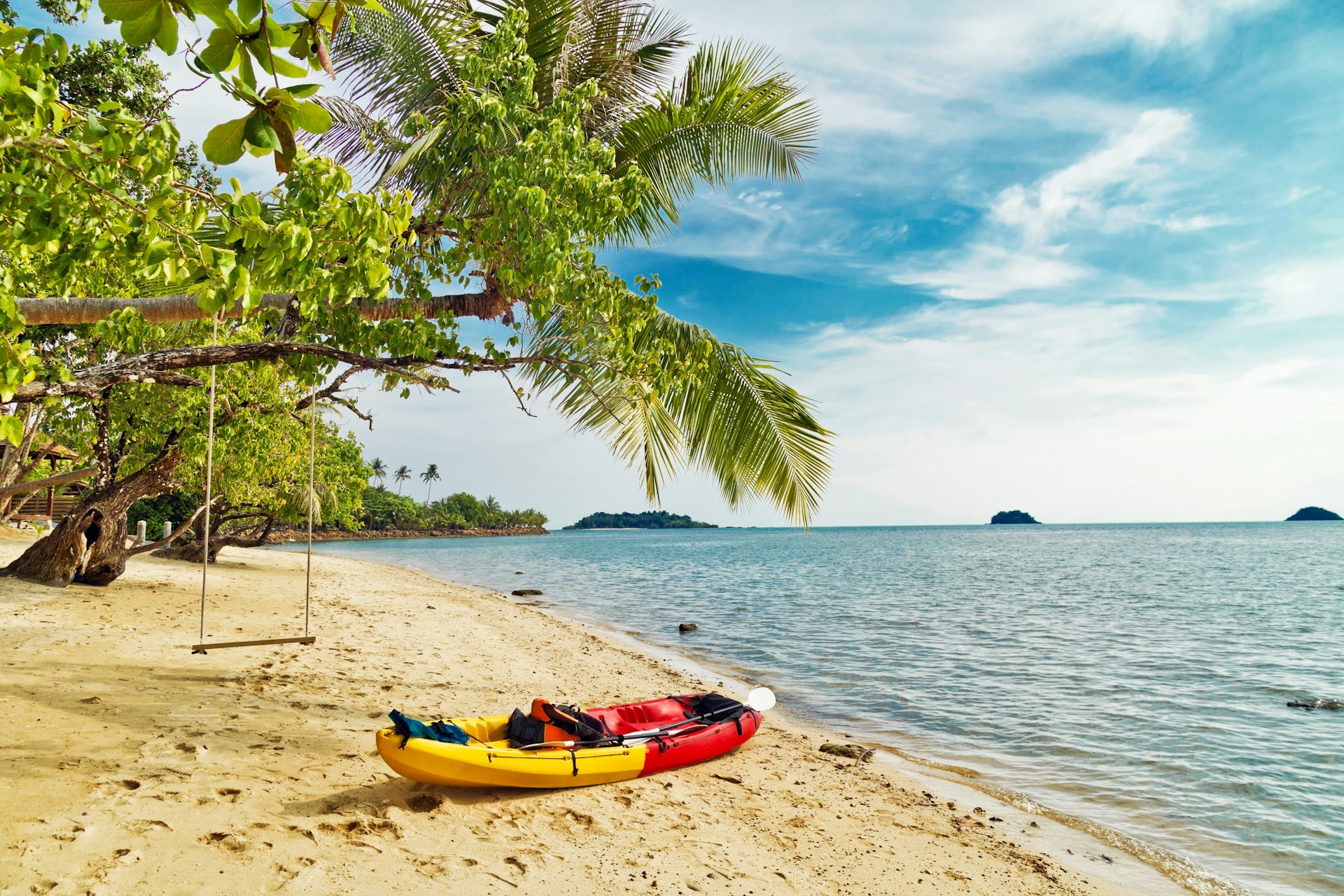 Kayak at the tropical beach at Phu Quoc island  in Vietnam