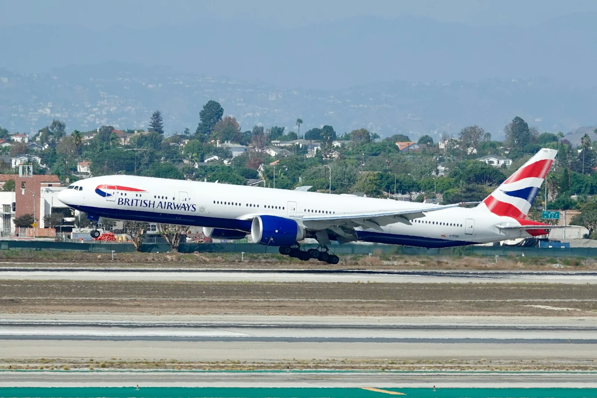A British Airways flight takes off from LAX