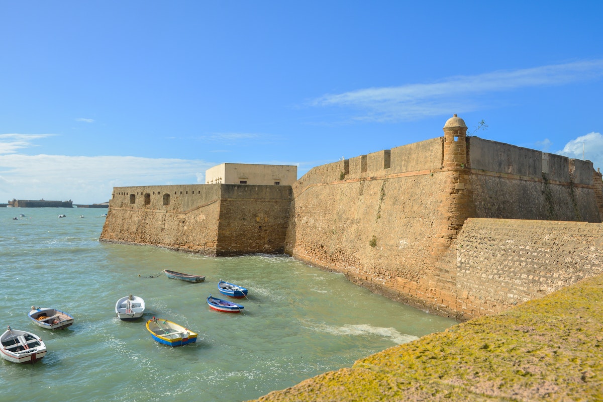 Cadiz, Andalusia, Spain - November 21, 2018: Fortress of Santa Catalina (Castillo de Santa Catalina).