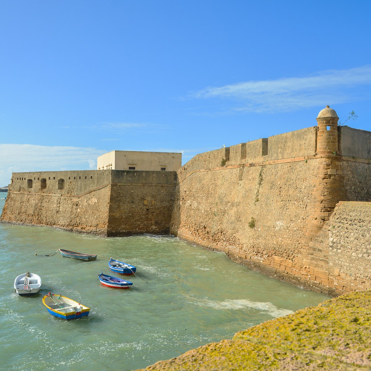 Cadiz, Andalusia, Spain - November 21, 2018: Fortress of Santa Catalina (Castillo de Santa Catalina).