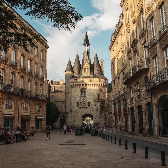 Porte Cailhau, one of the main entrances to the old city, in Bordeaux, France.