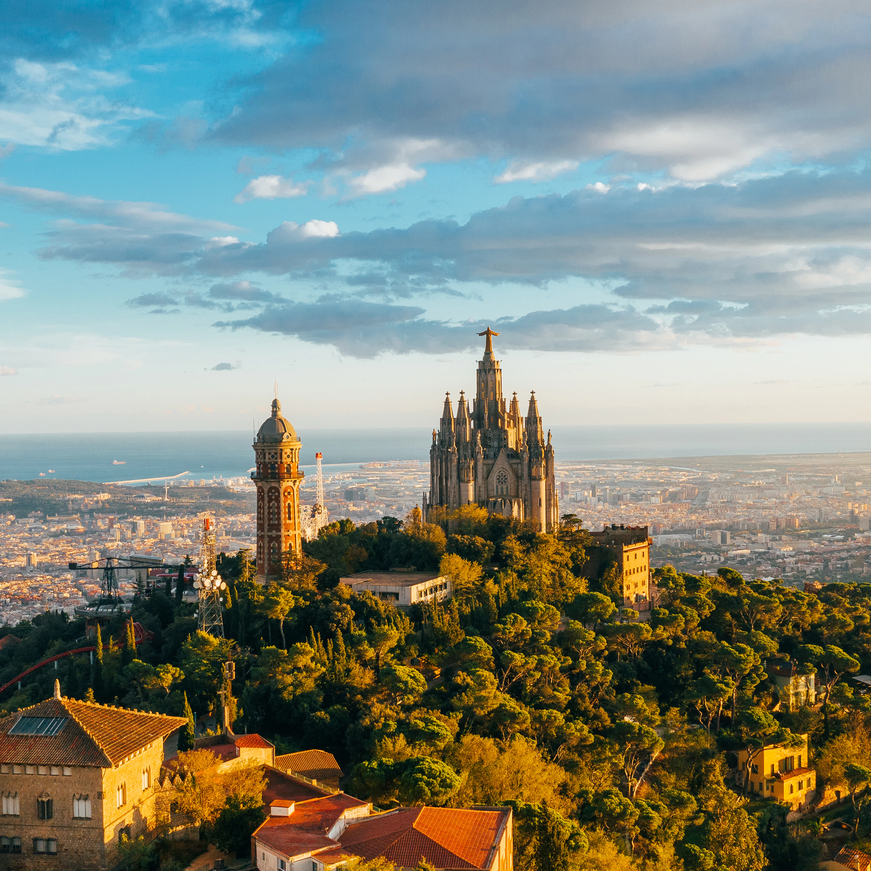 Temple of the Sacred Heart of Jesus at Mount Tibidabo, Barcelona, Spain.