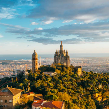 Temple of the Sacred Heart of Jesus at Mount Tibidabo, Barcelona, Spain.