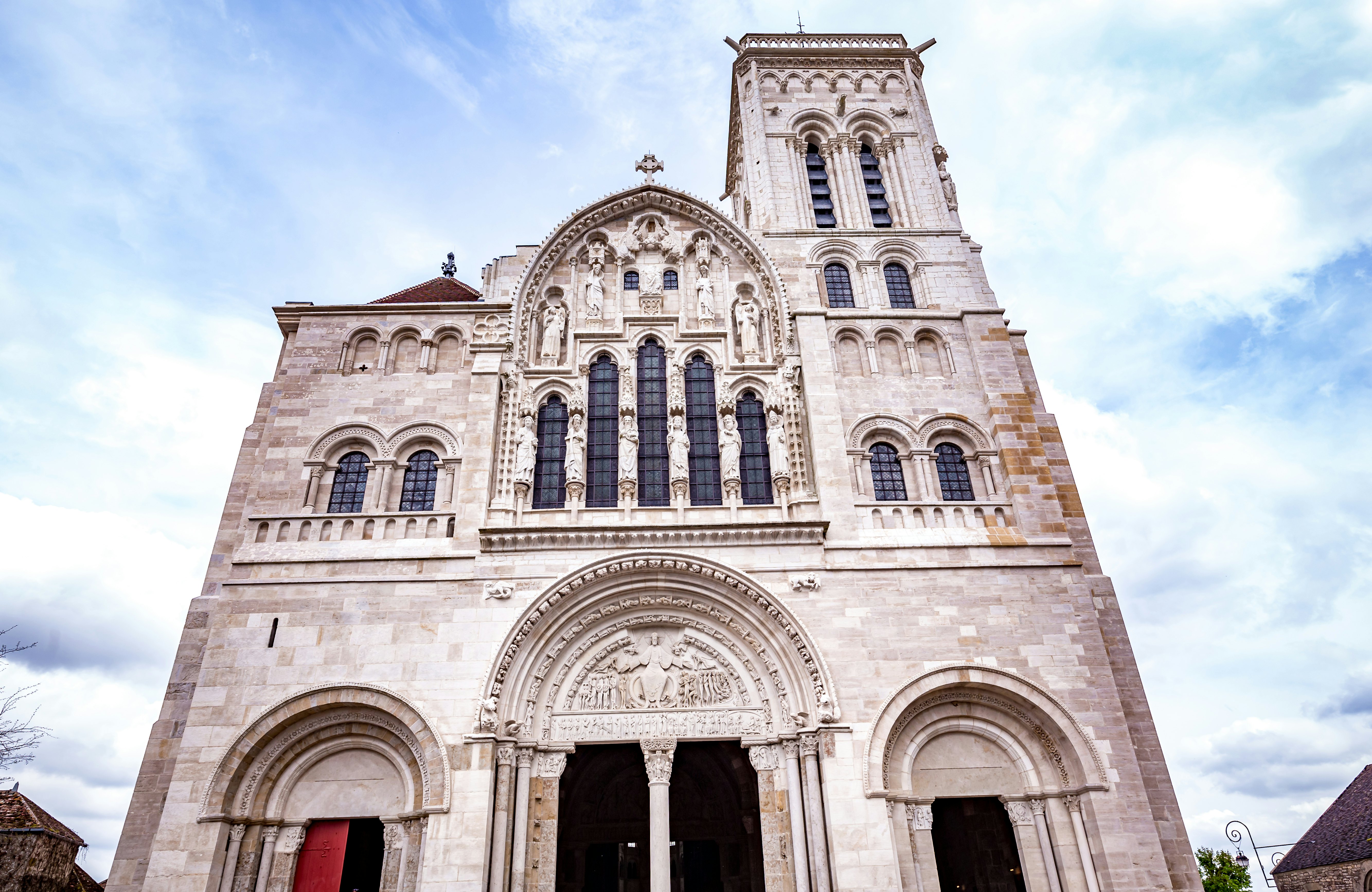 Entrance of Saint Mary Magadalene abbey in Vezelay, France.