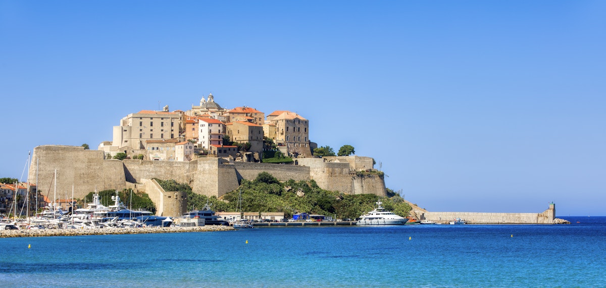View of the Citadel of Calvi on Corsica, France.