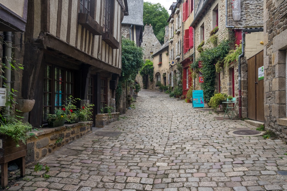 Rue du Petit Fort street in Dinan, France.