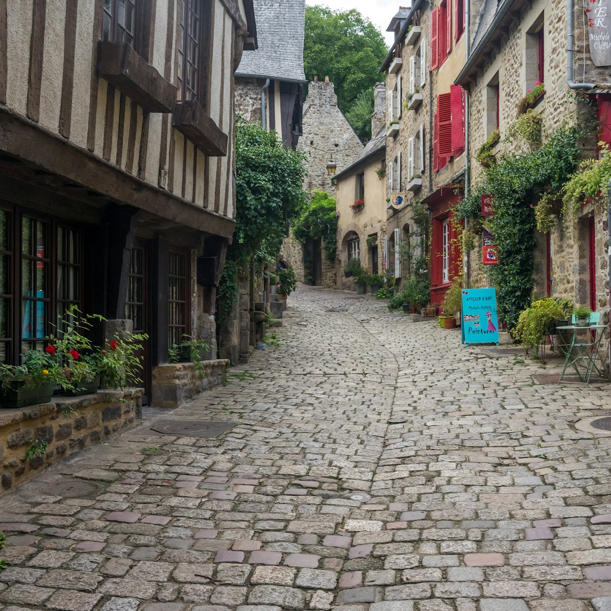 Rue du Petit Fort street in Dinan, France.