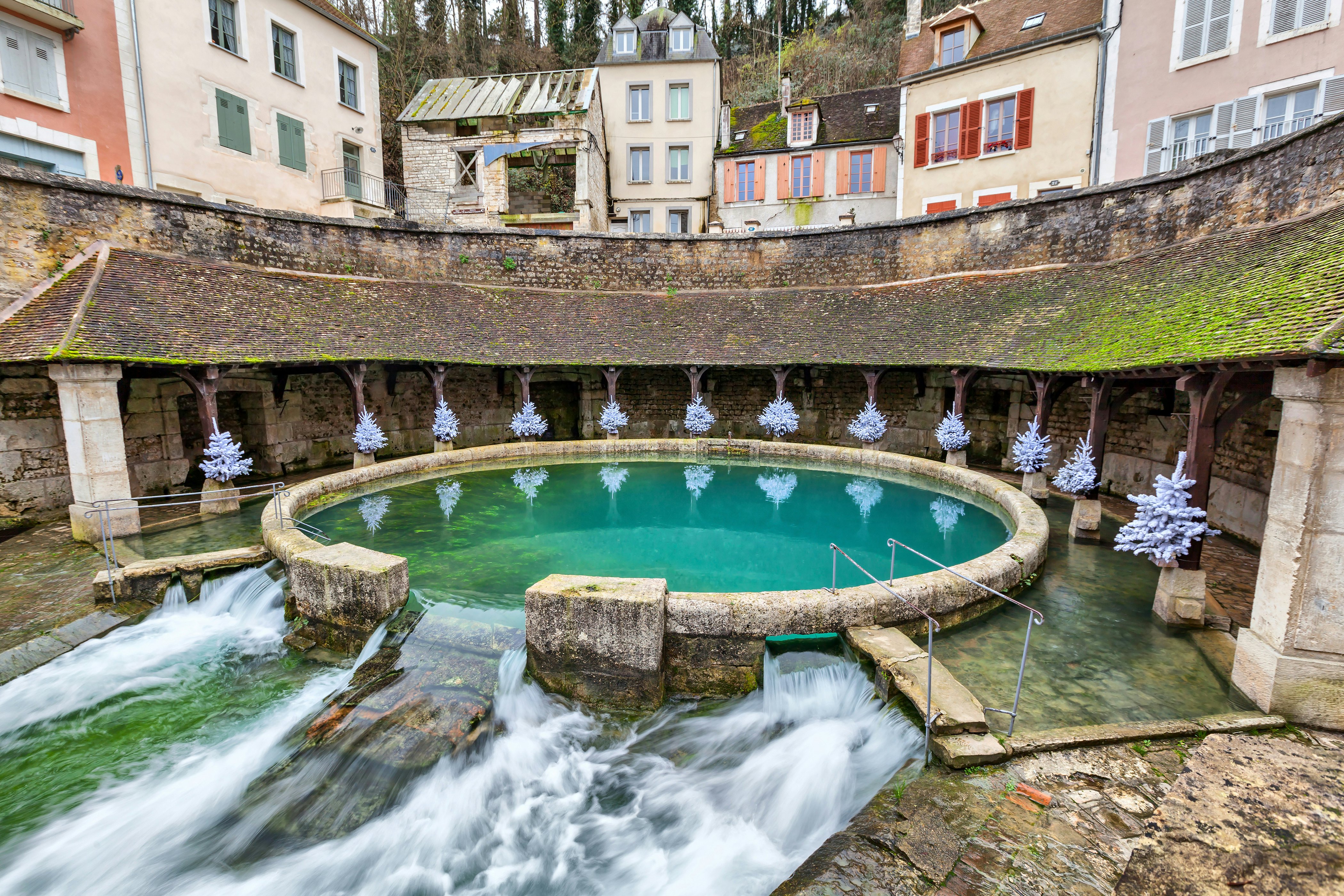 Fosse Dionne - the karst spring located in the center of Tonnerre, France.