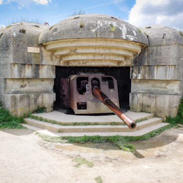 German defense battery at Longues sur Mer, Normandy, France.