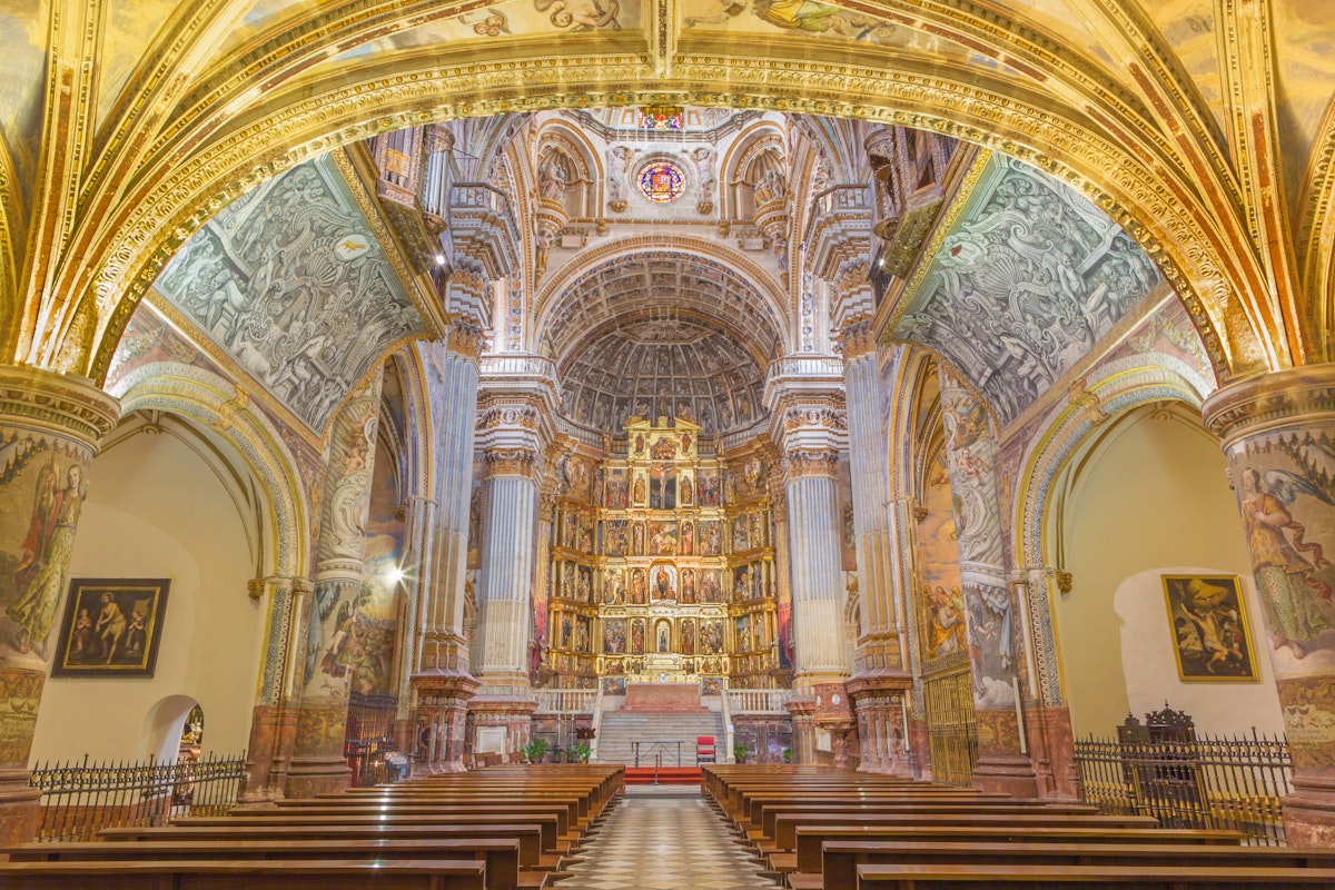 Granada, Spain - The nave of baroque-renaissance church Monasterio de San Jeronimo.
