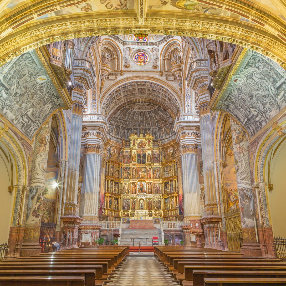 Granada, Spain - The nave of baroque-renaissance church Monasterio de San Jeronimo.