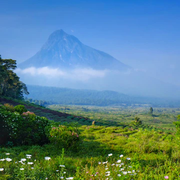 View of a volcano in the Virunga National Park in the Democratic Republic of Congo.