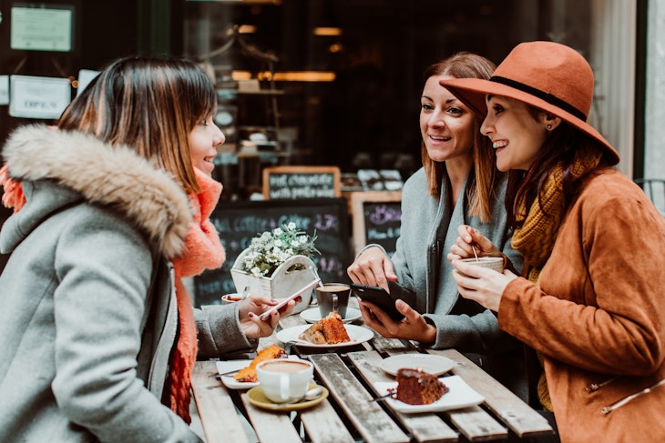 .Group of young friends drinking coffee with cakes in an outdoor cafe in Porto, Portugal. Talking and laughing together. Lifestyle. Travel photography; Shutterstock ID 1392022745; your: Jennifer Carey; gl: 65050; netsuite: Online Editorial; full: Porto neighborhoods
1392022745
Group of women friends drinking coffee with cakes in an outdoor cafe in Porto, Portugal.