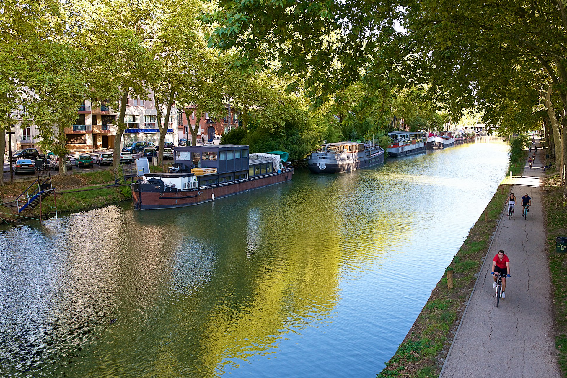 The Canal du Midi in the city of Toulouse, which is a 240 km long canal in Southern France.
