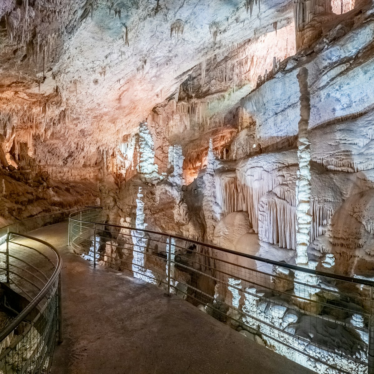 The Jeita Grotto in Lebanon is a system of two separate, but interconnected, karstic limestone caves.