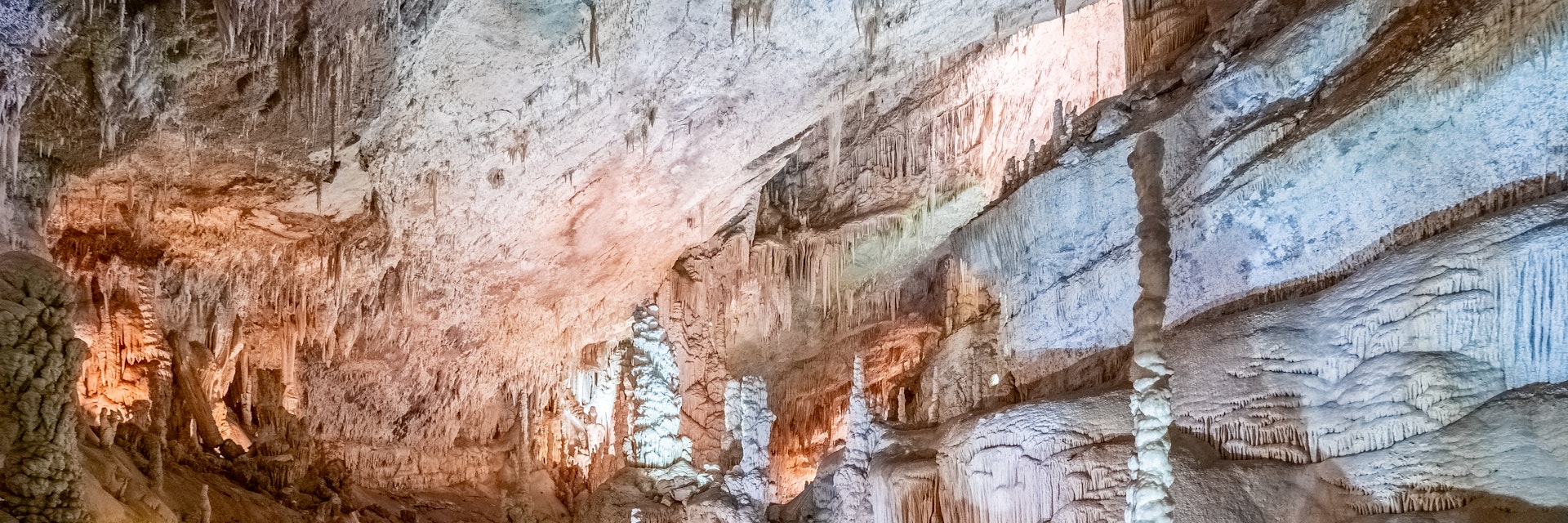 The Jeita Grotto in Lebanon is a system of two separate, but interconnected, karstic limestone caves.