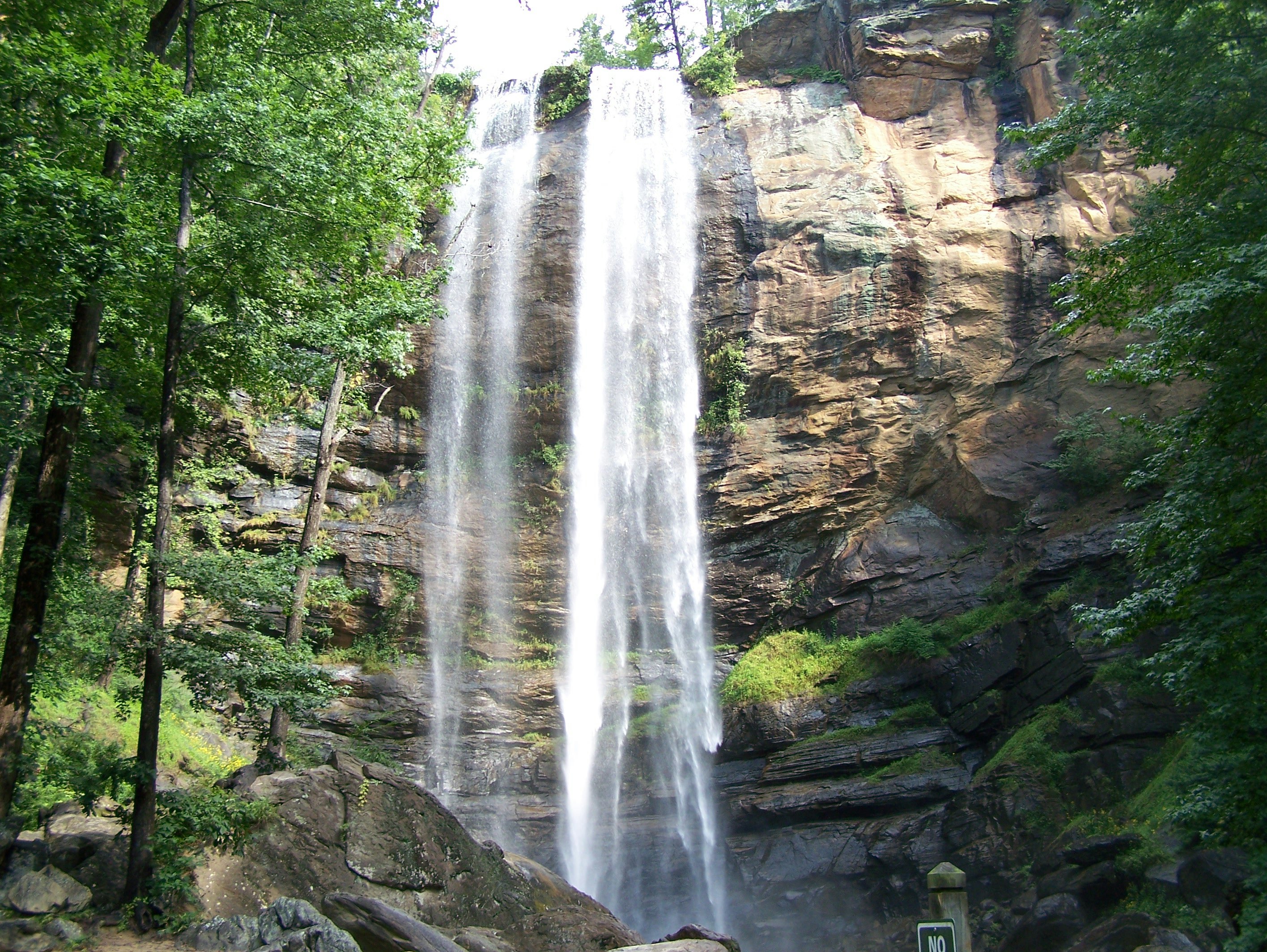 Toccoa Falls, a waterfall with a vertical drop of 186 feet, in Stephens County, Georgia.